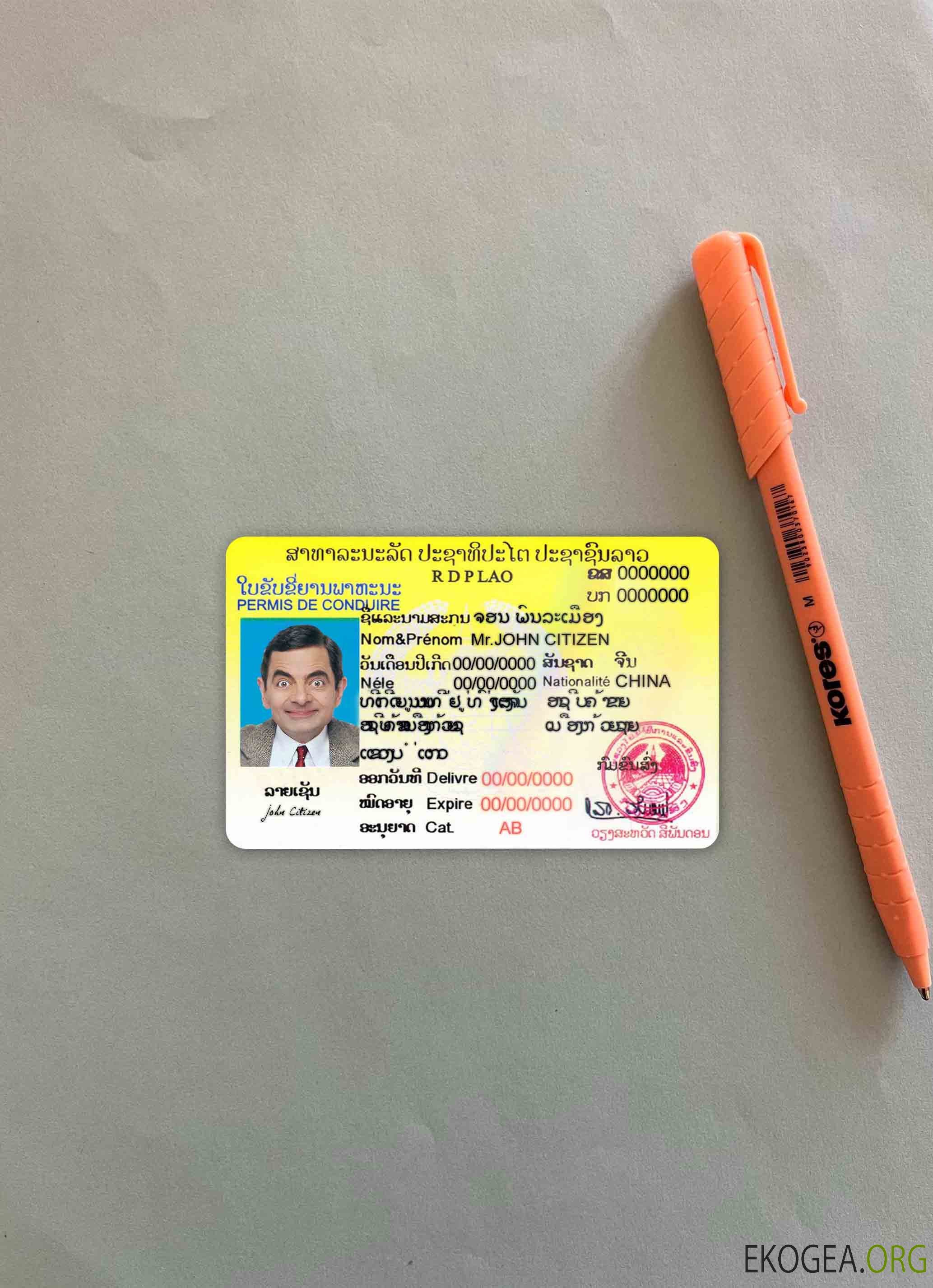 Photolook du permis de conduire du Laos DEVANT